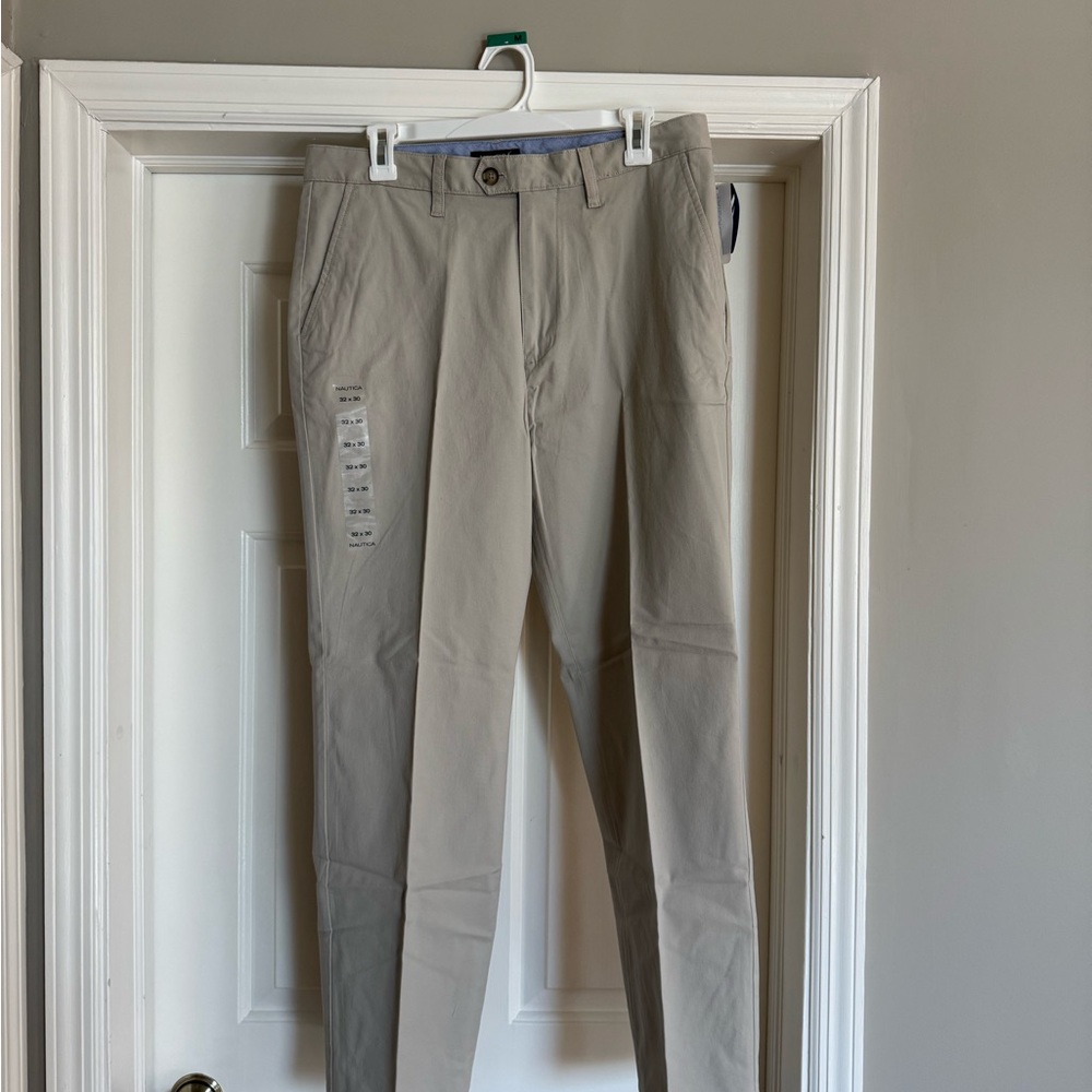 Nautica “Beacon Pant” Men's Tan Pants, Tailored Fit